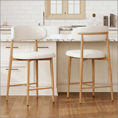 Counter Height Bar Stools Set of 4, Upholstered Counter Stools Modern Barstools with Metal Legs for Kitchen Island Dining Room