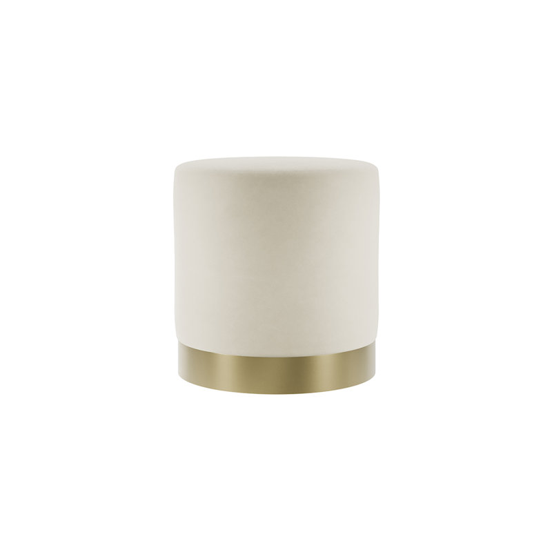 Montgomeryville 41cm Wide Round Solid Colour Pouffe, White, Gold