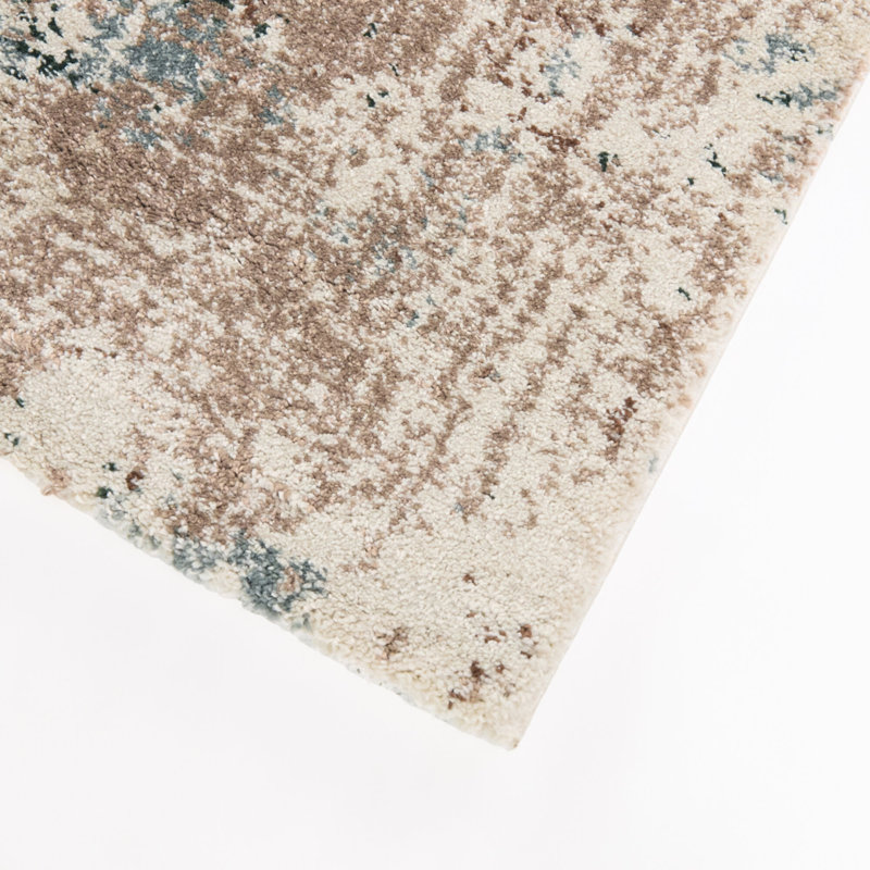 Tapis Baroni bleu/beige à motifs abstraits, 7 pi 10 po x 10 pi