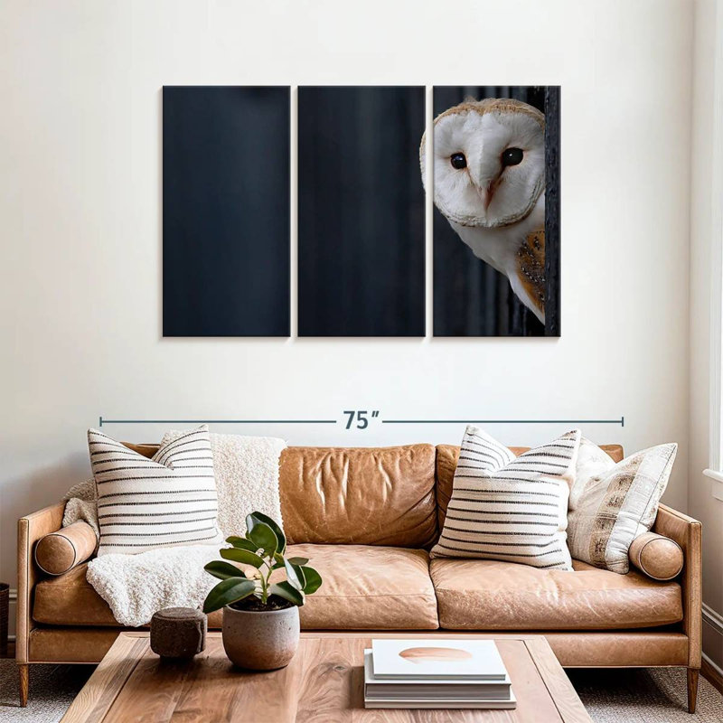 Owl Peering Out, 36" H x 57" W