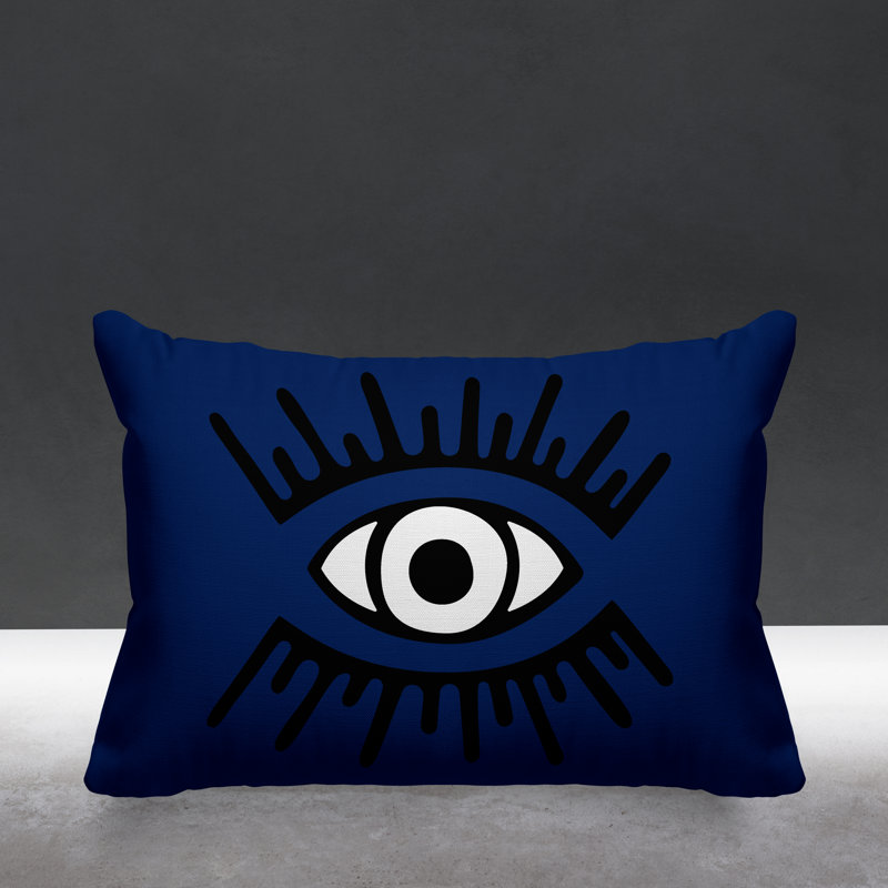 Coussin intérieur / extérieur Miranda Evil Eye, Bleu marine