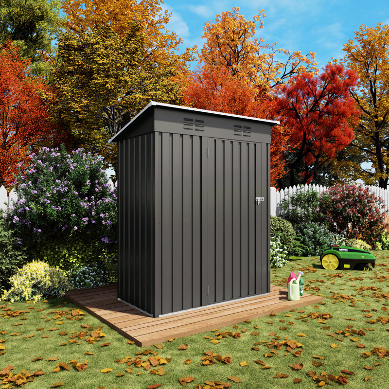 5x3 Ft Gray Metal Storage Shed For Garden And Outdoor Leisure - Metal, Wind , Quick Assembly With Instructions Balcony Corners Quality Galvanized Steel, Multi Purpose Use, Setup