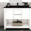 Meuble-lavabo moderne en chêne minimaliste avec comptoir en pierre pour salle de bain-129415709