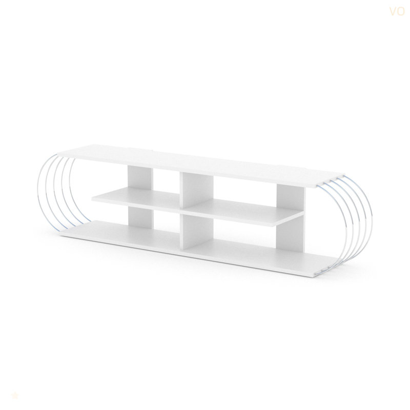 Meuble télé 4 po Furnis Home Store, Blanc / argenté