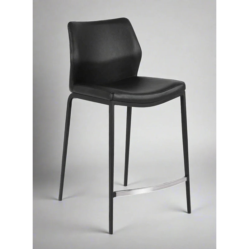 Tabouret en cuir Curve, Noir