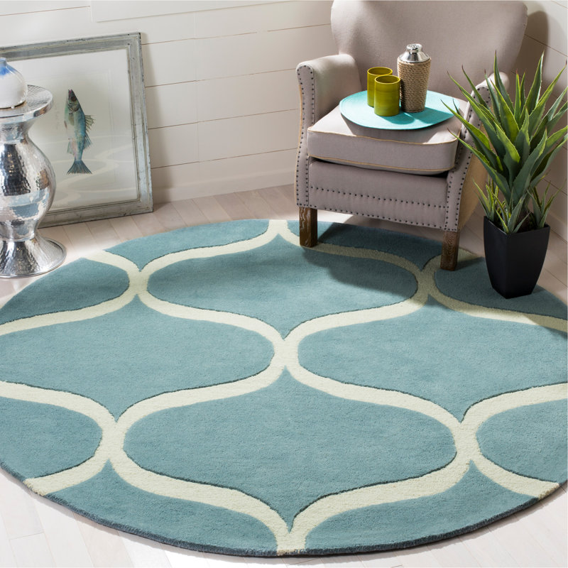 Cannen Hand Tufted Wool Geometric Rug, Round 6'