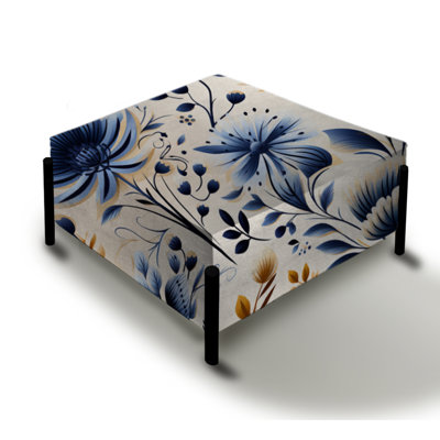 Moroccan Influence Floral Botanic - Floral Large Square Ottoman