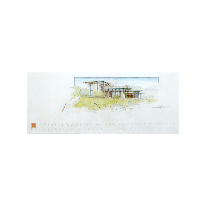 «Raymond Carlson House Phoenix AZ» par Frank Lloyd Wright, impression giclée encadrée, H 12,22 po x l 21,75 po