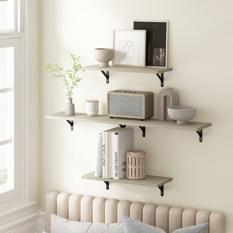 4 Piece Floating Shelf, Metropolitan Pine, 0.6" H x 18.9" W x 7.8" D