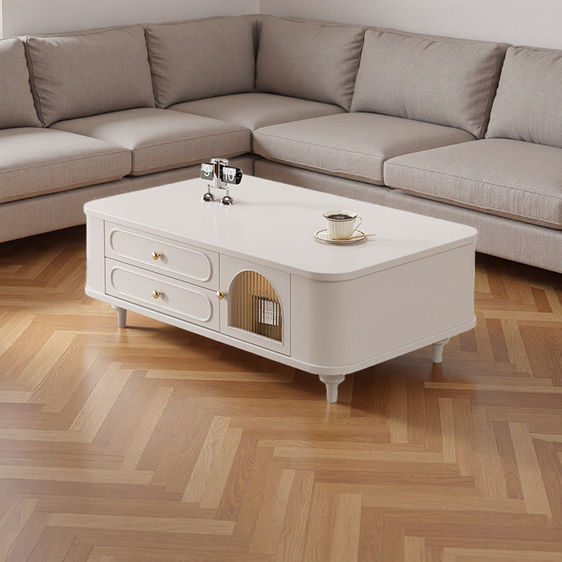 Table basse Minimalist, H 17,32 po x l 47,24 po x P 23,62 po, Blanc, Blanc