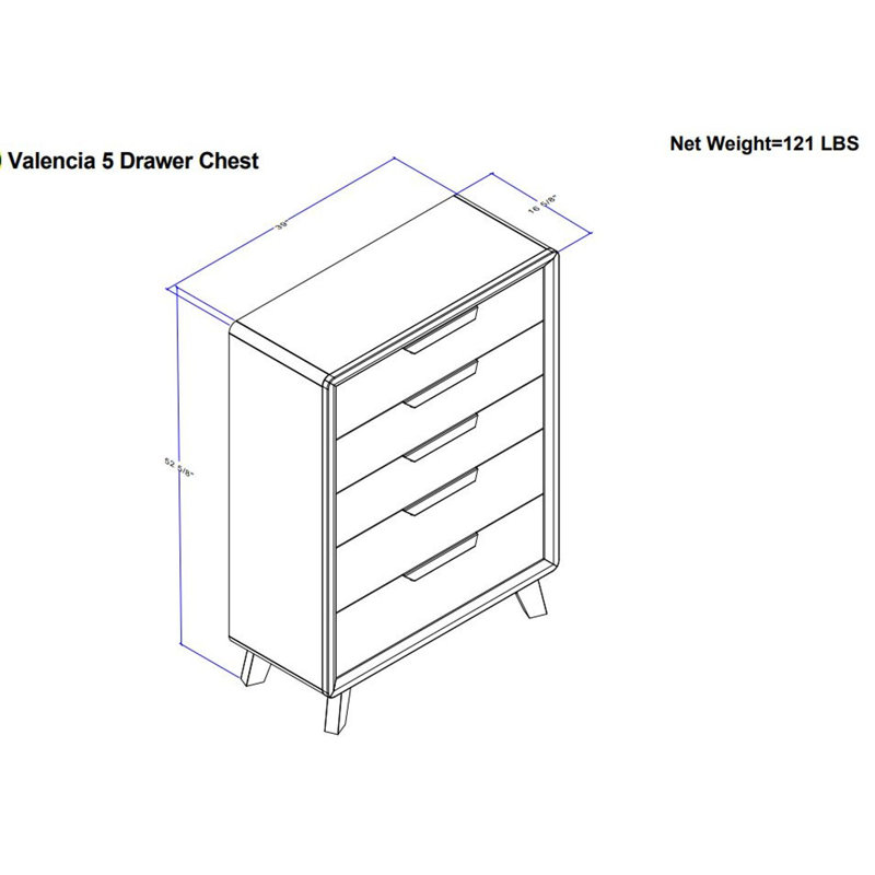 Commode 5 tiroirs Brette