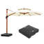 Parasol en porte-à-faux rond en bois 11 pi avec base 11 pi, crème-1171617905
