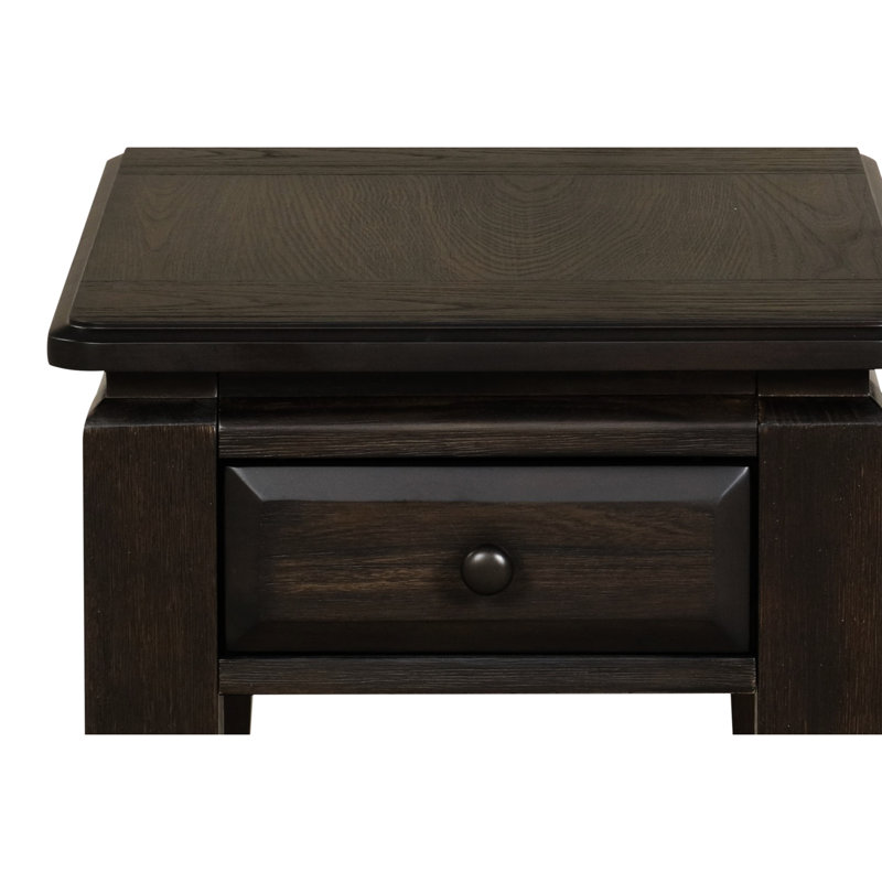 Table de chevet traditionnelle avec compartiment de rangement - bois massif et glissières latérales au fini foncé de 26,27 po de profondeur et de 17,96 po de largeur