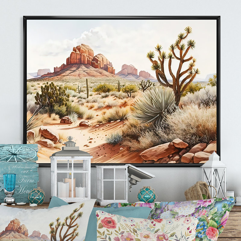 " Arizona Desert Scenery V ", Black Floater Framed, 12" H x 20" W x 1" D