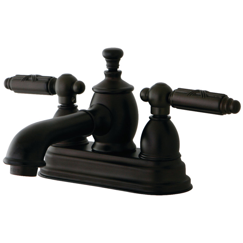 Kingston Brass Georgian Two-Handle 3-Hole Deck Mount 4" Centerset Bathroom Faucet with Brass Pop-Up, Oil Rubbed Bronze