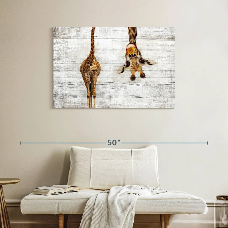 Girafe en bois, H 26 po x l 39 po