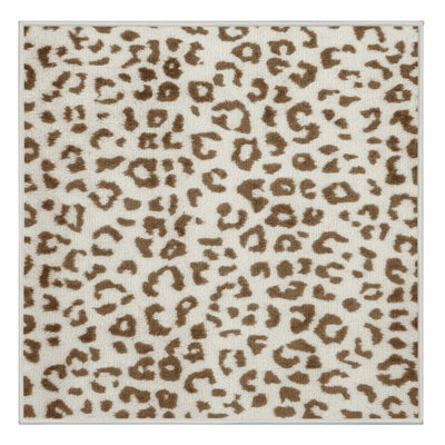  Tapis blanc lavable à gros chats léopard