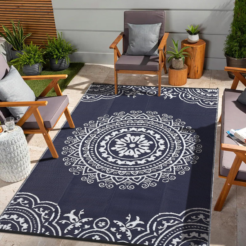 Tapis réversibles, tapis de paille en plastique, tapis moderne, Rectangle de 5 pi x 8 pi