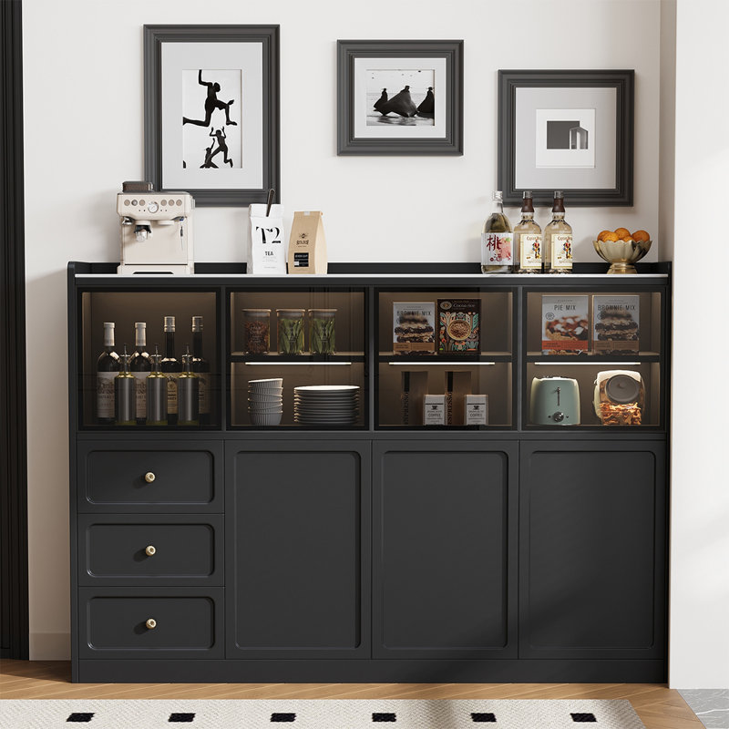 Mid ancient style storage sideboard cabinet, 45.27" H x 64.25" W x 13.77" D