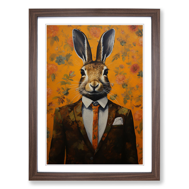 Hare in a Suit Painting No.2 - Framed Print, 34cm H x 25cm W x 2cm D, Walnut Framed