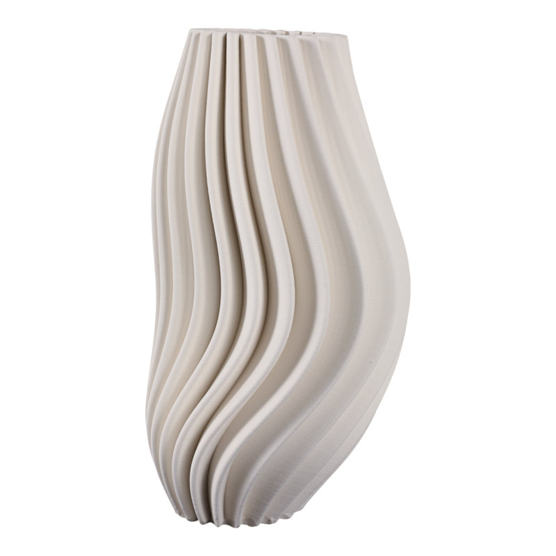 Sculptural Fluted Vases Porcelain Vertical Ribbed Design Set Of 2, 16" H x 10" W x  10" D