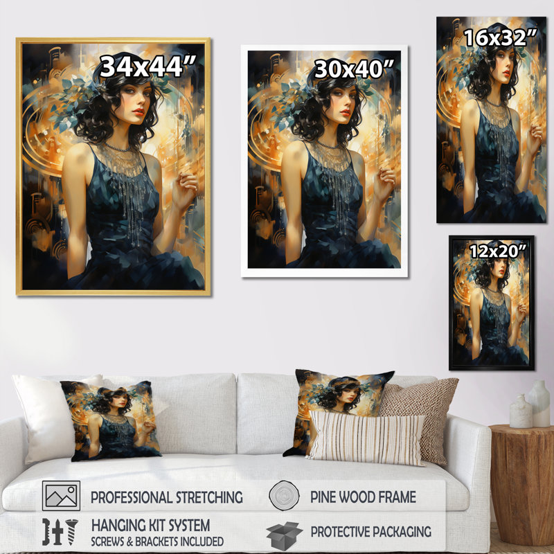«Fashion 1920S Roaring Portrait IV» sur toile, H 32 po x l 24 po x P 1 po