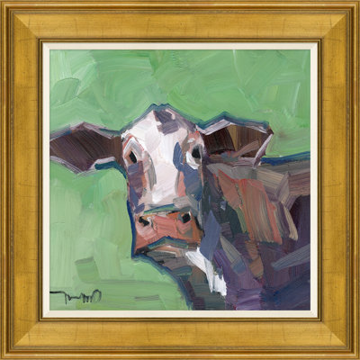 «Brown Cow» par Joseph Mota - peinture sur toile encadrée