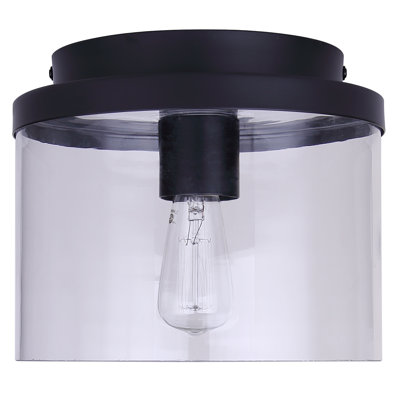 Britton 1 Light 9-Inch Flush Mount Ceiling Light, Matte Black Finish with Clear Glass