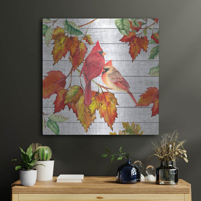  «Fall Cardinals B» par Jean Plout, art mural en métal, 24 po x 24 po