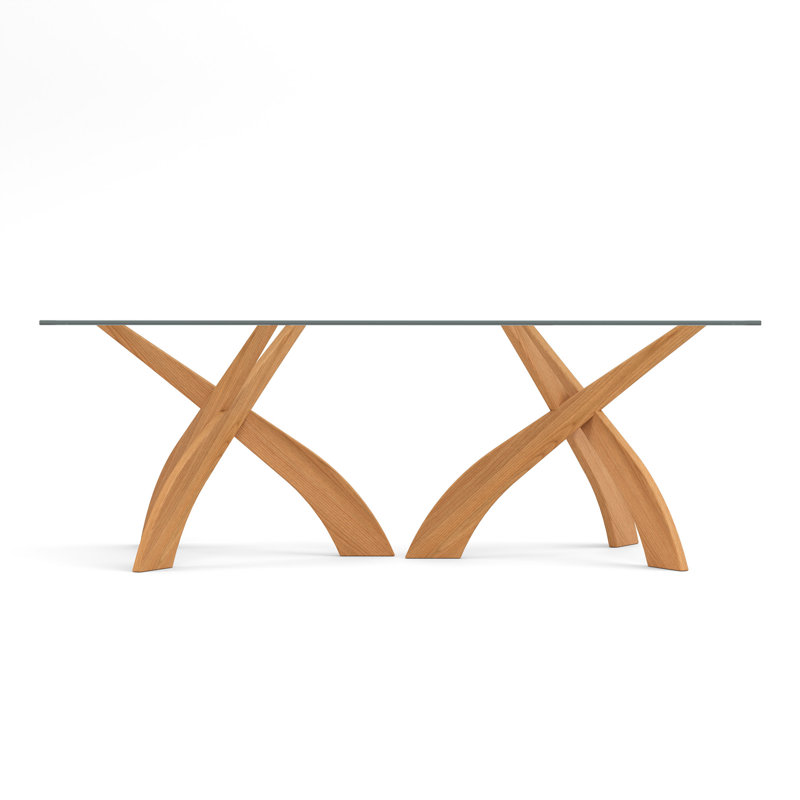 Entwine - Rectangular 42IN x 72IN Glass Top Table - Natural Walnut Finish, Natural Cherry/Clear, 30"H x 48"L x 84"W