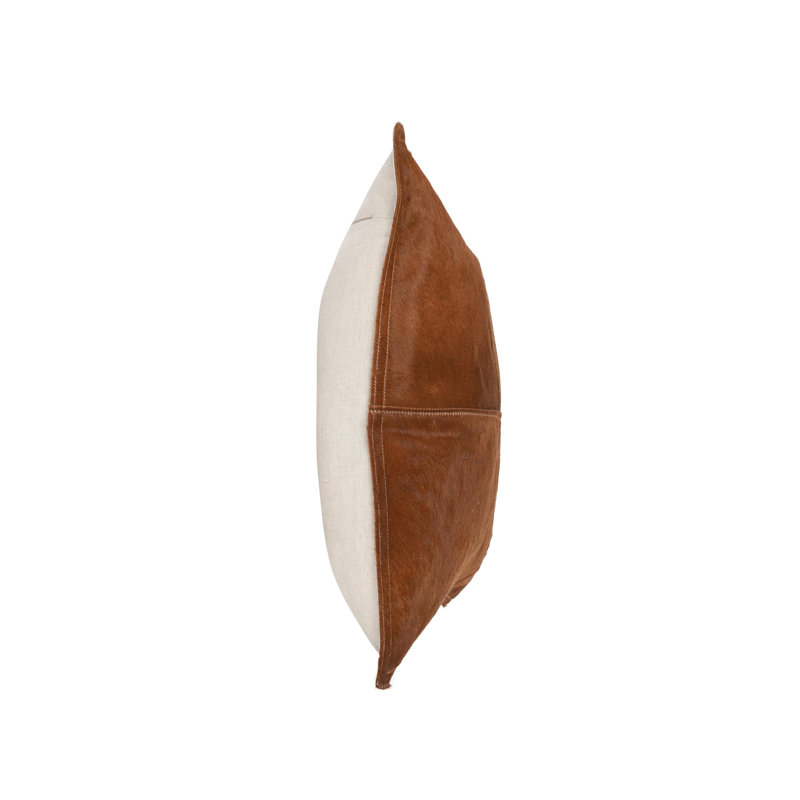 Canada 20" Natural Hide Throw Pillow, Chestnut, Chestnut