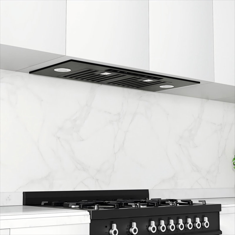 VIKIO 36" 900 CFM Convertible Insert Range Hood in Stainless Steel with 3-Speed, Black