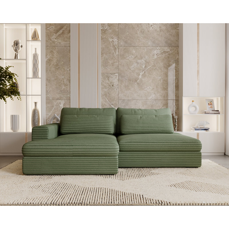 Teirra 2 Seater Sofa Bed, Left Hand Facing, Green