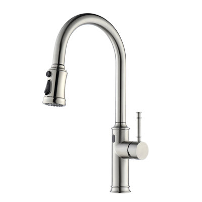 Robinet sans contact avec pulvérisateur rétractable, robinet à capteur de mouvement à un trou pour évier de cuisine, Lefton KF2210