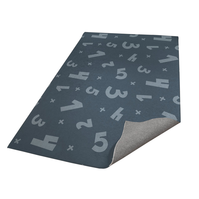 Number Match Kids Play Mat, Rectangle 3' x 5', Blue/Ivory