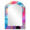 Rose et bleu, peinture fusion V - peinture abstraite, miroir décoratif mural asymétrique, miroir arqué moderne, impression d'art en métal