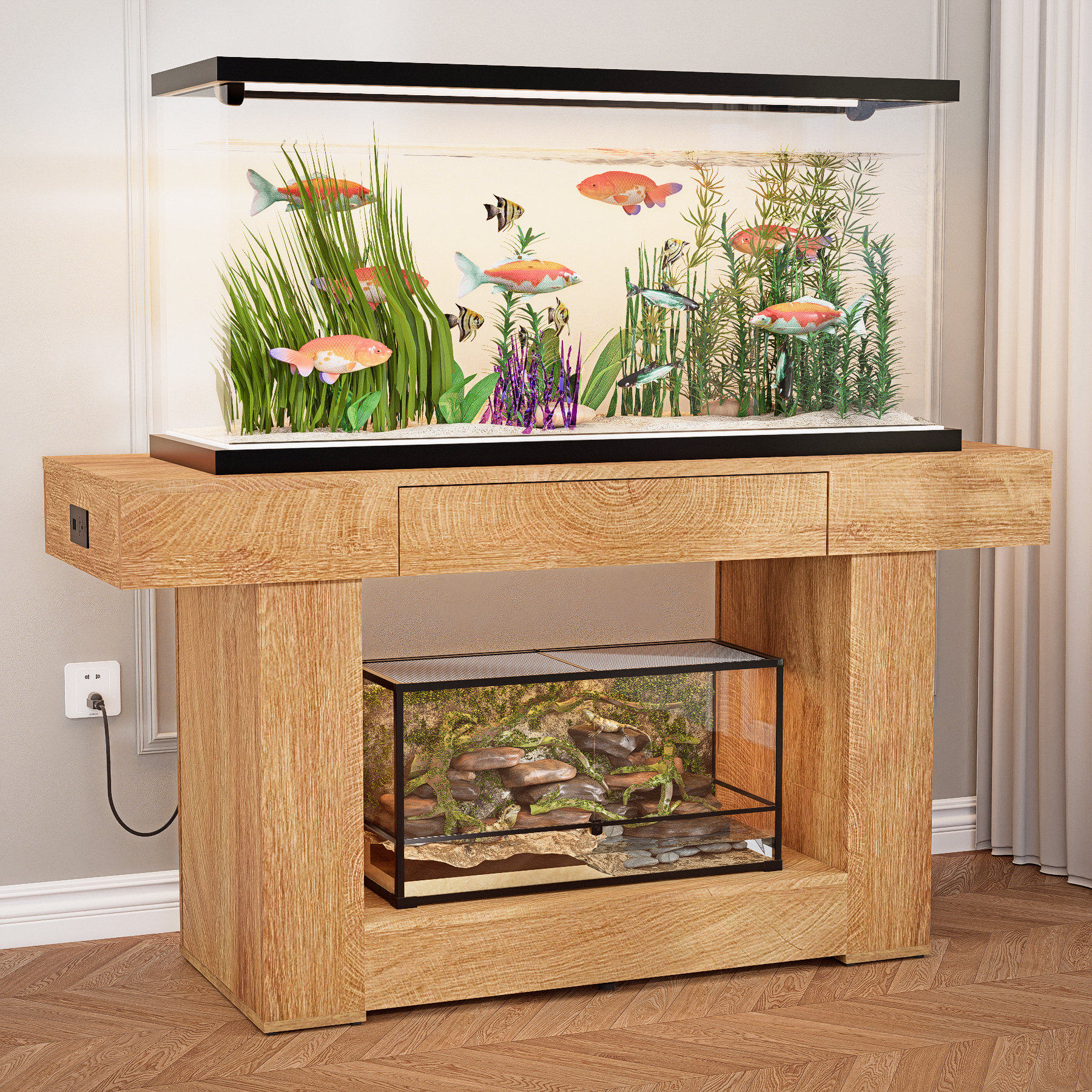 Tucker Murphy Pet™ 55–75 Gallon Aquarium Stand, Double Fish Tank Table ...