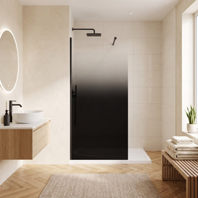 34 in. W x 72 in. H  Frameless  Fixed Slab Shower Door in Matte Black Finish