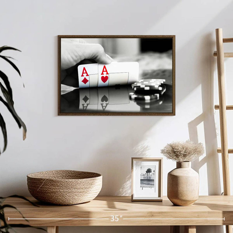 Poker Aces, 19 po x 13 po, Cadre flottant noyer