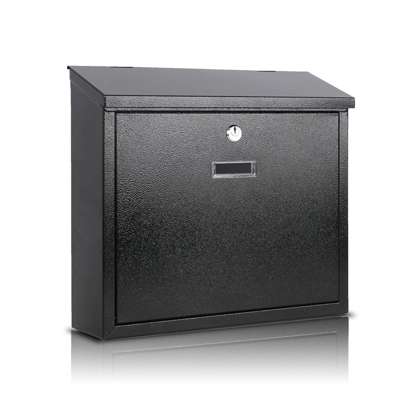 Mail Boxes With Key Lock,Locking Mailbox Wall Mounted,Security Mailbox With Lock And Key,Large Capacity,Steel Cover Metal Postbox For House,14.2X 4X 12.6 Inch, Black