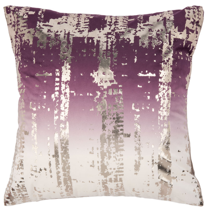 Rensia 18" Square Purple and Silver Polyester Pillow