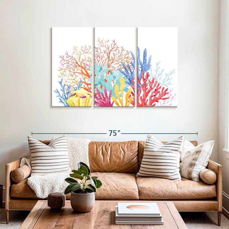 Brampt Pastel Coral Reefs, 36" H x 57" W