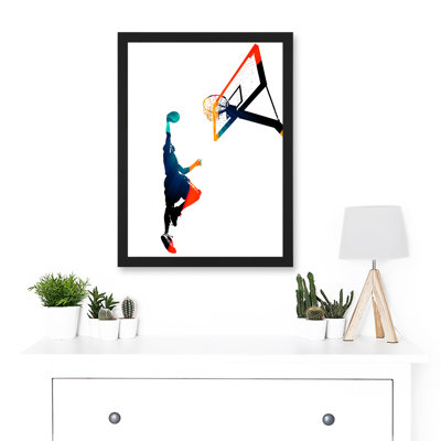 Basketball Jump Hoop Ball Dunk Sport - Single Picture Frame Print
