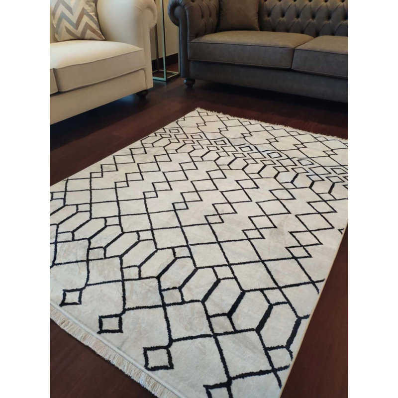 Tapis en coton avec envers antidérapant Lanney, Rectangle 2 pi 7 po x 9 pi 10 po