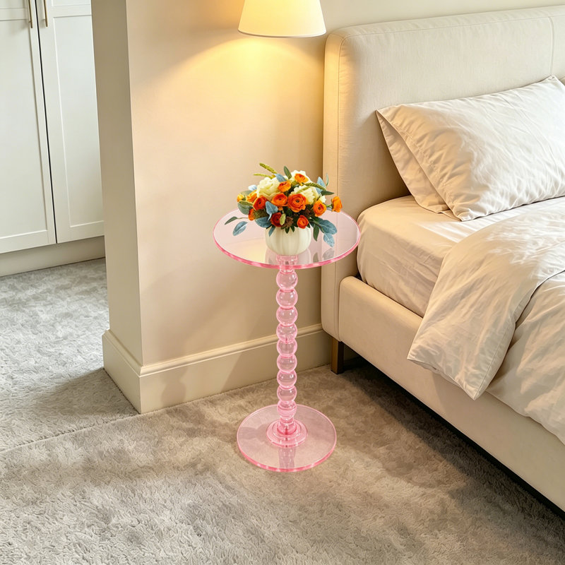 Table de bout moderne en acrylique avec table de bout moderne avec capacité de 22,05 lb Table de chevet sur pied pour petit bureau de chambre à coucher