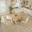 5-Piece Wood Dining Table Set, Rectangular Dining Table and 4 High Back Upholstered Chair, Kitchen Table Set for Dining Room-1852714480