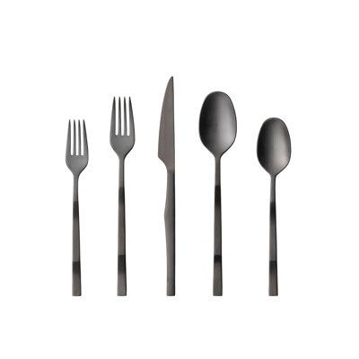 Costa Nova Ramo Flatware 5 Pieces In Brushed Black