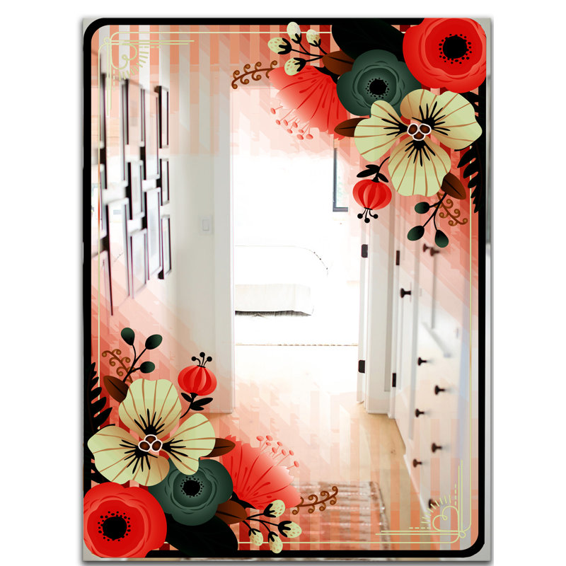 Miroir décoratif floral, H 39,4 po x l 29,5 po