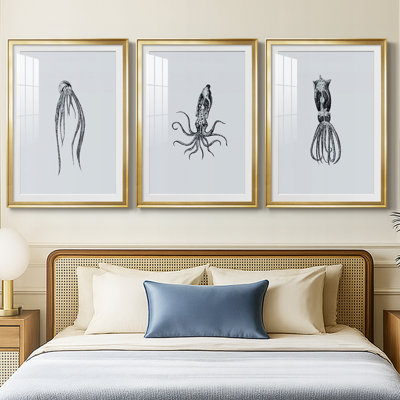 MarineLifeI  -Custom Framed  Premium Print W Matt - 3 Pieces