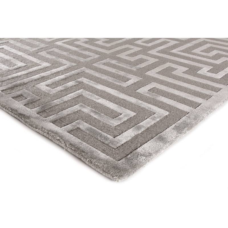 Metro-Velvet Geometric Area Rug in Taupe, Rectangle 9' x 12'